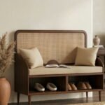 Solid Mango Wood Entryway Bench with Integrated Shoe Storage Shelf - Image 7