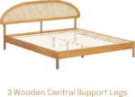 Solid Mango Wood Queen Platform Bed with Arch Cane Headboard - Image 5
