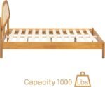 Solid Mango Wood Queen Platform Bed with Arch Cane Headboard - Image 6