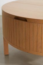 Solid Mango Wood Coffee Table - Round Fluted Design with Lift-Top Storage - Image 7