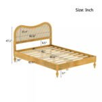 Solid Mango Wood Bed with Curved Woven Cane Headboard - Image 9