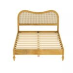 Solid Mango Wood Bed with Curved Woven Cane Headboard - Image 5
