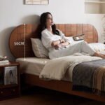 Solid Sheesham Wood Low Platform Bed with Ball Legs | Walnut Finish - Image 3