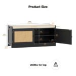Solid Sheesham Wood Cane Shoe Bench Storage in Black Finish - Image 8
