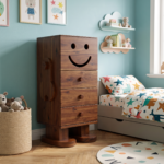 Solid Sheesham Wood Kids Chest of Drawers | Robot  4-Drawer Dresser