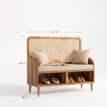 Solid Mango Wood Entryway Bench with Integrated Shoe Storage Shelf - Image 6