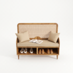 Solid Mango Wood Entryway Bench with Integrated Shoe Storage Shelf - Image 3