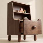 Solid Sheesham Wood Kids Bedside Table with 1 Drawer & Bookcase Shelf - Image 2