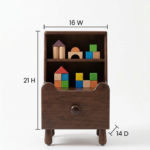 Solid Sheesham Wood Kids Bedside Table with 1 Drawer & Bookcase Shelf - Image 4