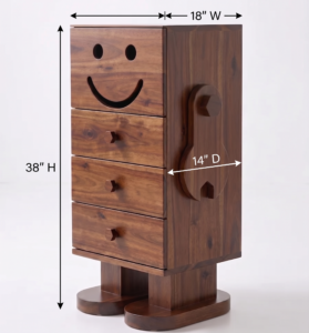 Solid Sheesham Wood Kids Chest of Drawers | Robot  4-Drawer Dresser - Image 5
