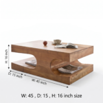 Solid Mango Wood Sculptural Coffee Table with Curved Open Storage - Image 4