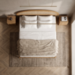 Solid Mango Wood Queen Platform Bed with Arch Cane Headboard - Image 3