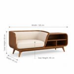 Solid Acacia Wood Lounge Daybed Sofa with Side Bookcase Storage - Image 8