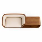 Solid Acacia Wood Lounge Daybed Sofa with Side Bookcase Storage - Image 7