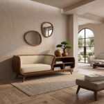 Solid Acacia Wood Lounge Daybed Sofa with Side Bookcase Storage - Image 2