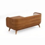 Solid Acacia Wood Lounge Daybed Sofa with Side Bookcase Storage - Image 6