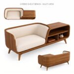 Solid Acacia Wood Lounge Daybed Sofa with Side Bookcase Storage - Image 5