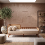 Solid Wood Cane Daybed Sofa with Beige Cushion & Bolster Pillows - Image 4