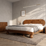 Solid Sheesham Wood Low Platform Bed with Ball Legs | Walnut Finish - Image 2