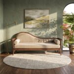 Solid Sheesham Wood Daybed Sofa with Curved Backrest & Bolsters