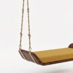 Solid Wood Curved Daybed Swing with Cushion & Brass Chains - Image 5