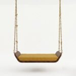 Solid Wood Curved Daybed Swing with Cushion & Brass Chains - Image 4