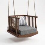 Solid Mango Wood Single Seater Hanging Swing Chair with Cushion (Wooden Jhula) - Image 3