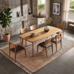 Mango Wood 6 Seater Dining Table with Chairs - Natural Finish 8 Seater or 10 Seater
