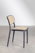 Solid Wood 10-Seater Dining Table Set with Cane Chairs in Black Finish - Image 10