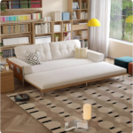 Solid Wood Fabric Convertible Sofa Cum Bed with Pull-Out Slatted Frame - Image 4
