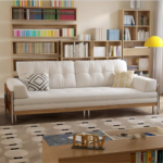 Solid Wood Fabric Convertible Sofa Cum Bed with Pull-Out Slatted Frame - Image 3