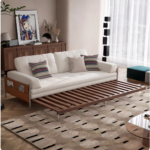 Solid Wood Fabric Convertible Sofa Cum Bed with Pull-Out Slatted Frame - Image 5