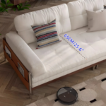 Solid Wood Fabric Convertible Sofa Cum Bed with Pull-Out Slatted Frame - Image 10