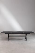 Solid Wood 10-Seater Dining Table Set with Cane Chairs in Black Finish - Image 4