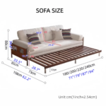 Solid Wood Fabric Convertible Sofa Cum Bed with Pull-Out Slatted Frame - Image 12