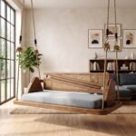 Solid Mango Wood Rattan Swing with Cushion in Natural Finish - Image 2