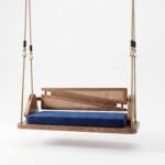 Solid Mango Wood Rattan Swing with Cushion in Natural Finish - Image 4