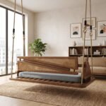 Solid Mango Wood Rattan Swing with Cushion in Natural Finish - Image 5