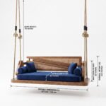 Solid Mango Wood Rattan Swing with Cushion in Natural Finish - Image 6