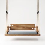 Solid Mango Wood Rattan Swing with Cushion in Natural Finish - Image 3