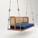Solid Wood Rattan Reversible Swing with Cushion in Natural Finish - Image 4