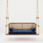 Solid Wood Rattan Reversible Swing with Cushion in Natural Finish - Image 3