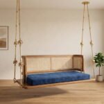 Solid Wood Rattan Reversible Swing with Cushion in Natural Finish - Image 5
