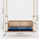 Solid Wood Rattan Reversible Swing with Cushion in Natural Finish - Image 6