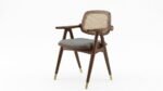 Solid Wood Dining Table Set with 4 Cane Chairs & 1 Bench in Walnut Finish - Image 7