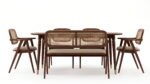 Solid Wood Dining Table Set with 4 Cane Chairs & 1 Bench in Walnut Finish - Image 5