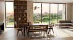 Solid Wood Dining Table Set with 4 Cane Chairs & 1 Bench in Walnut Finish - Image 8