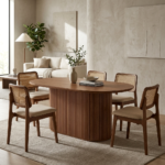 Solid Sheesham Wood Dining Table with Cane Chairs (6, 8 & 10 Seater)